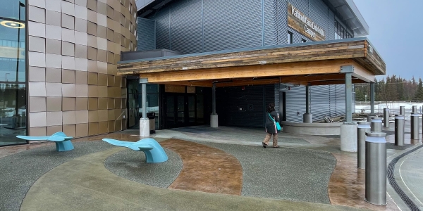 Wishbone Whale Tail Benches at the Kenaitze Education Center in Kenai Alaska